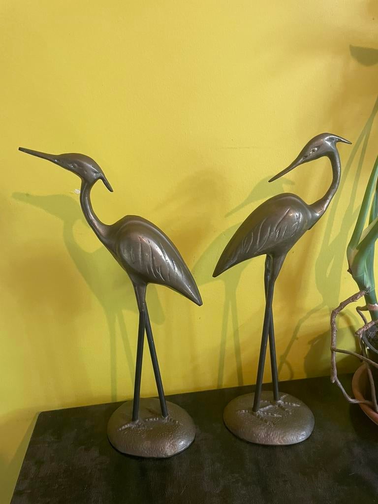 Paar Vintage messing reigers / kraanvogels, Ophalen of Verzenden