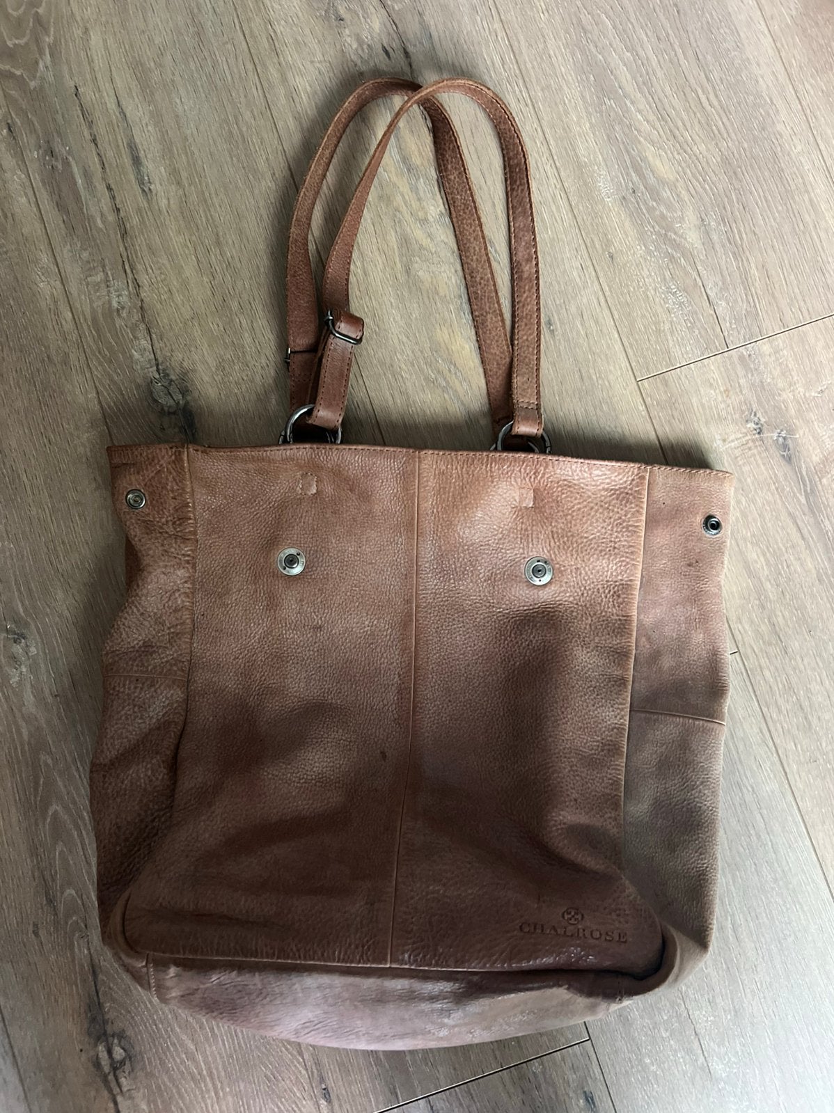 Chalrose mooie bruin leren tas leer super, Ophalen of Verzenden, Gebruikt, Bruin, Shopper