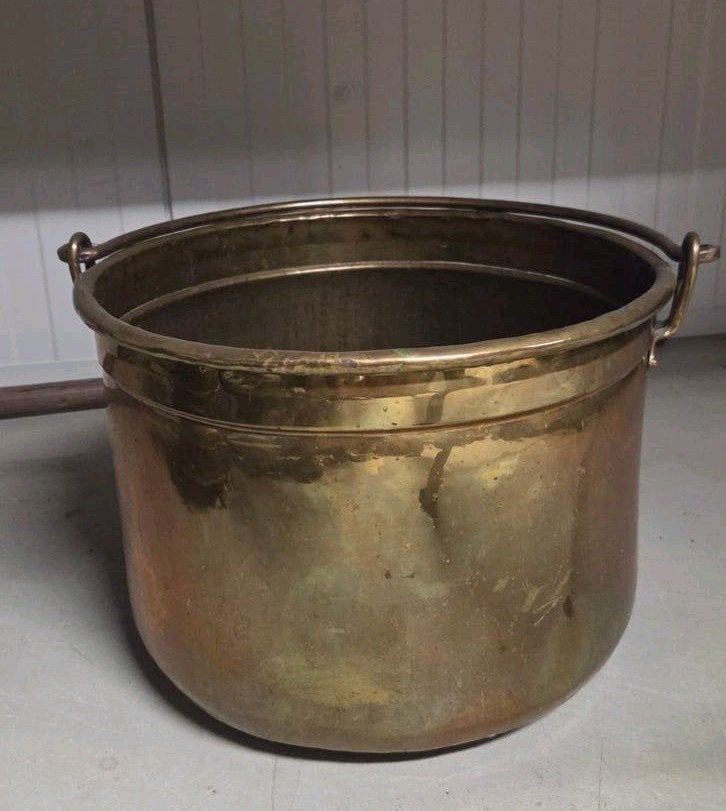 Antieke Koperen Ketel met Handvat, Ophalen, Koper