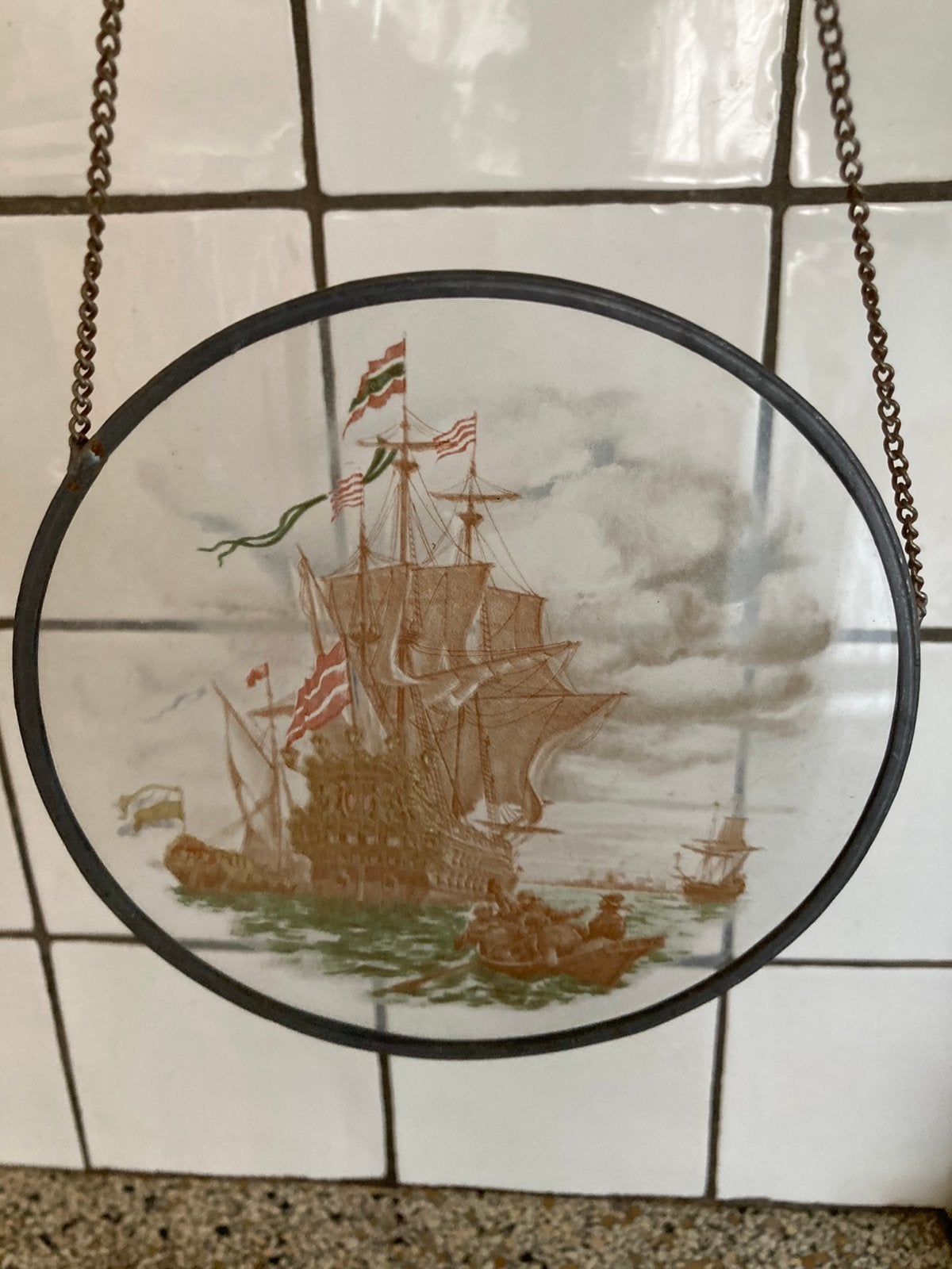 Mooie glas in lood hanger zelschip, Ophalen of Verzenden