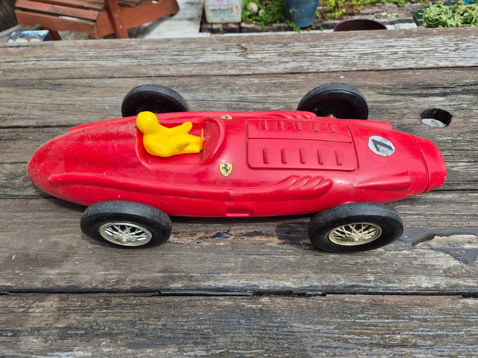Vintage Ferrari Raceauto Speelgoed - Rood met Coureur, Ophalen of Verzenden, Gebruikt