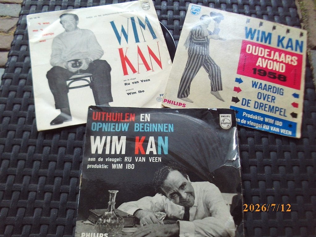 3 st Wim Kan Oudejaarsconferances 1956 1958 1960 Wim Ibo, Ophalen of Verzenden, Gebruikt, Single