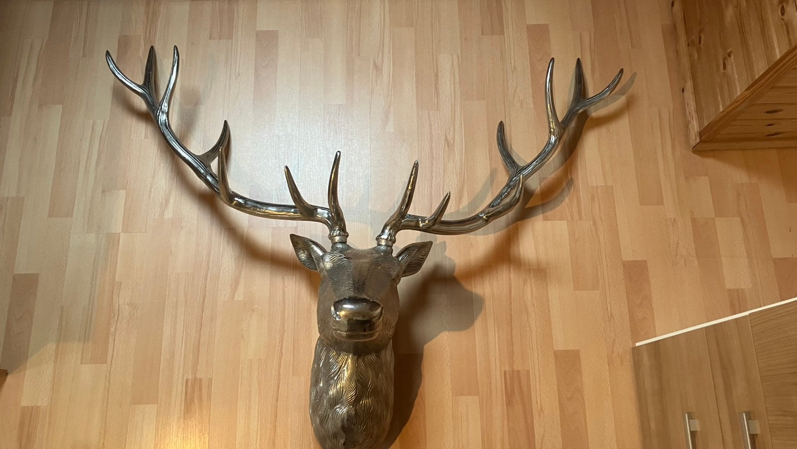 Edelhert van aluminium, Ophalen, Metaal, 110 cm, Wandhanger