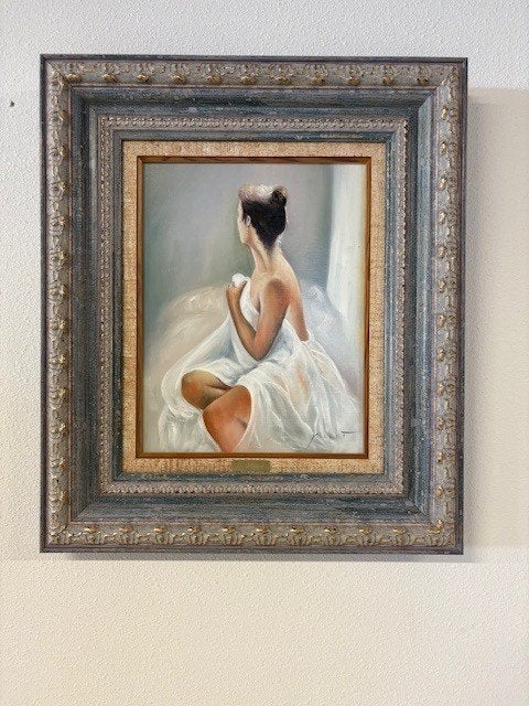 Dame met laken, Antiek en Kunst, Ophalen, Doek, Portret of Personen, Oud hollands