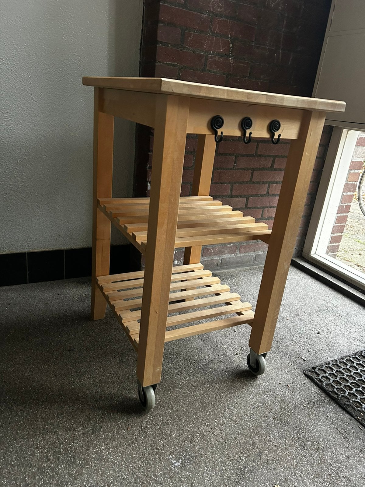 Keukenkarretje ‘BEKVAM’ IKEA, Ophalen, 50 tot 100 cm, Zo goed als nieuw, Rechthoekig