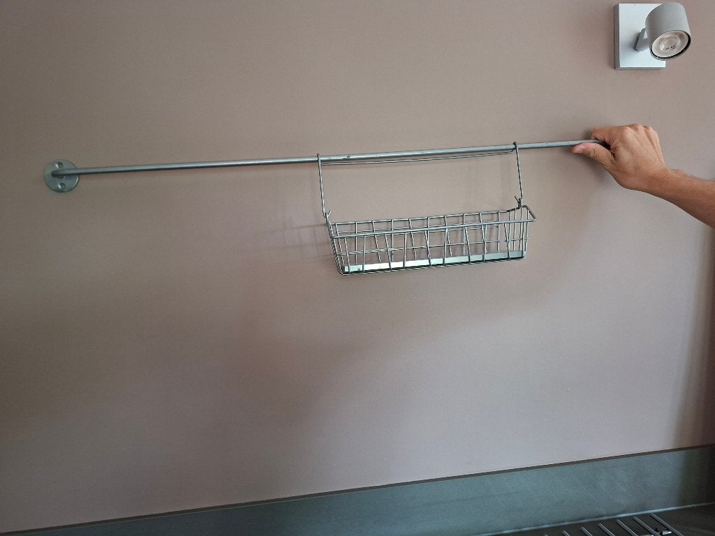 IKEA ophangstang met mandje, Ophalen, IKEA, Metaal, Grijs