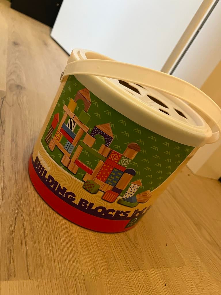 Houten bouwblokken Mini Matters - 50 stuks met sorteerdeksel, Ophalen, Gebruikt, Overige merken