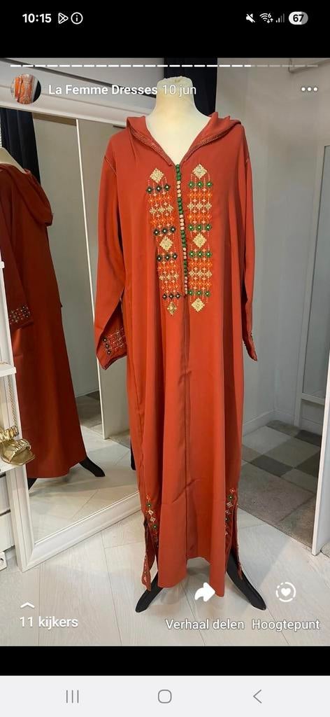 Marokkaanse jalaba, Maat 38/40 (M), Nieuw, Oranje, Ophalen of Verzenden