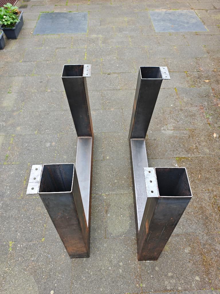 Stevig industrieel stalen U-tafelpoten 12x12cm set-2 Nijmeg, Huis en Inrichting, Tafelonderdelen, Minder dan 50 cm, 50 tot 100 cm