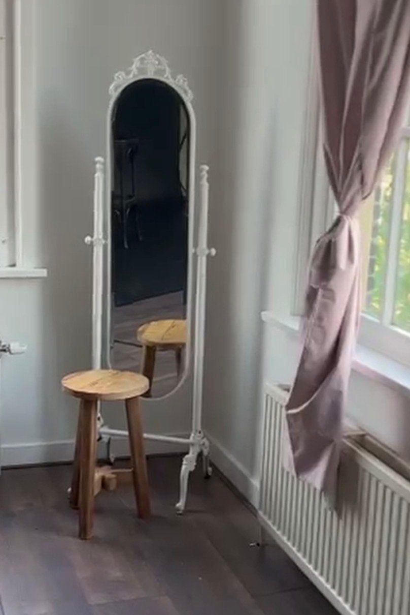 Passpiegel met sierlijke lijst gietijzer, Ophalen, Minder dan 50 cm, Gebruikt, 150 tot 200 cm