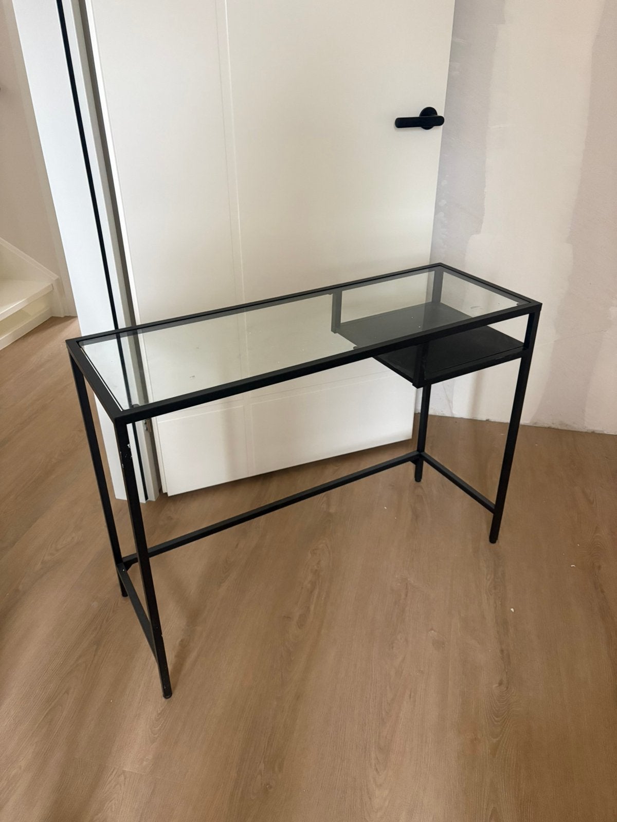 Make up tafel/bijzettafel/bureau met glasplaat, Ophalen of Verzenden, 75 cm of meer, 60 cm of meer, Rechthoekig