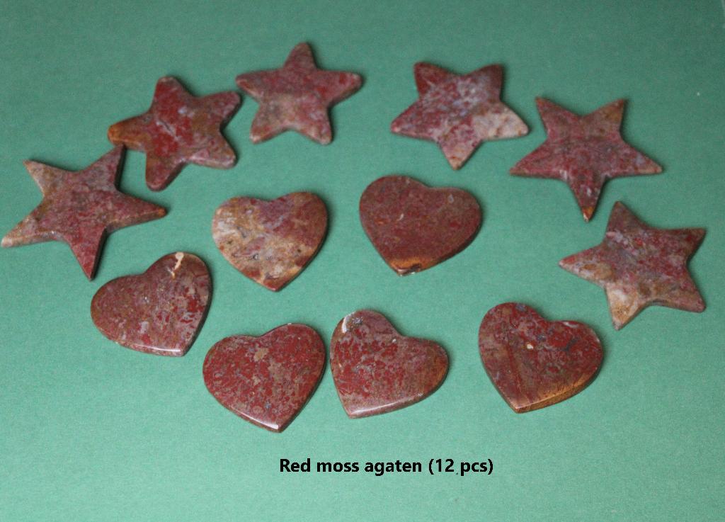 Red moss agaten (12 pcs), Ophalen of Verzenden, Mineraal