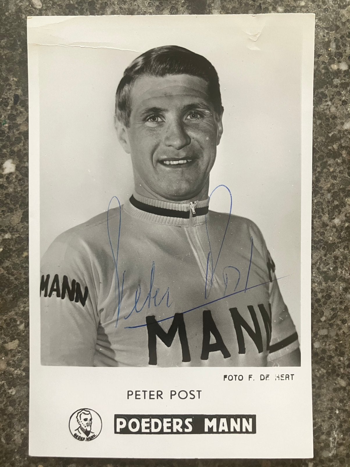 Peter Post - Mann - handtekening op kaart wielrennen 1963, Verzamelen, Ophalen of Verzenden, Gebruikt, Overige sporten, Spelerskaart