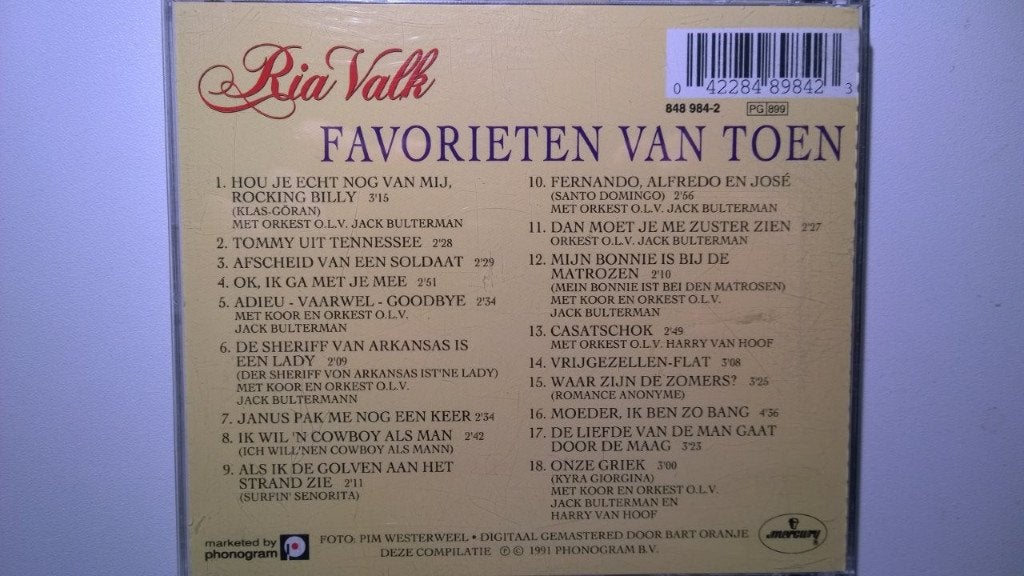 Ria Valk - Favorieten van Toen, Ophalen of Verzenden, Zo goed als nieuw, Pop, Album