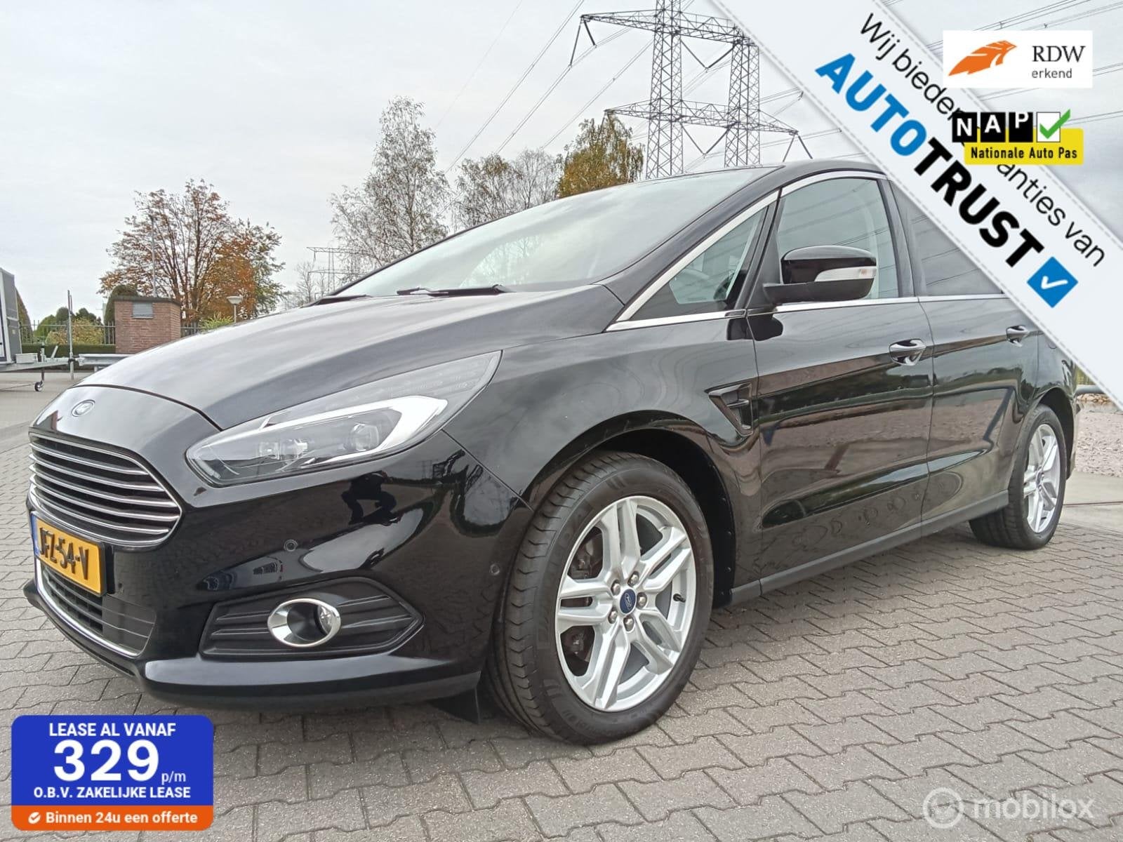 Ford S-Max 2.0 EcoBoost Titanium 7p/automaat/clima/navi, Auto's, Zwart, 7 stoelen, Zwart, Bedrijf