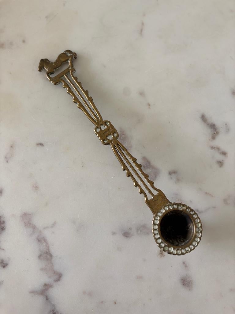 Vintage messing kaarsendover met paardje, Ophalen of Verzenden, Brons