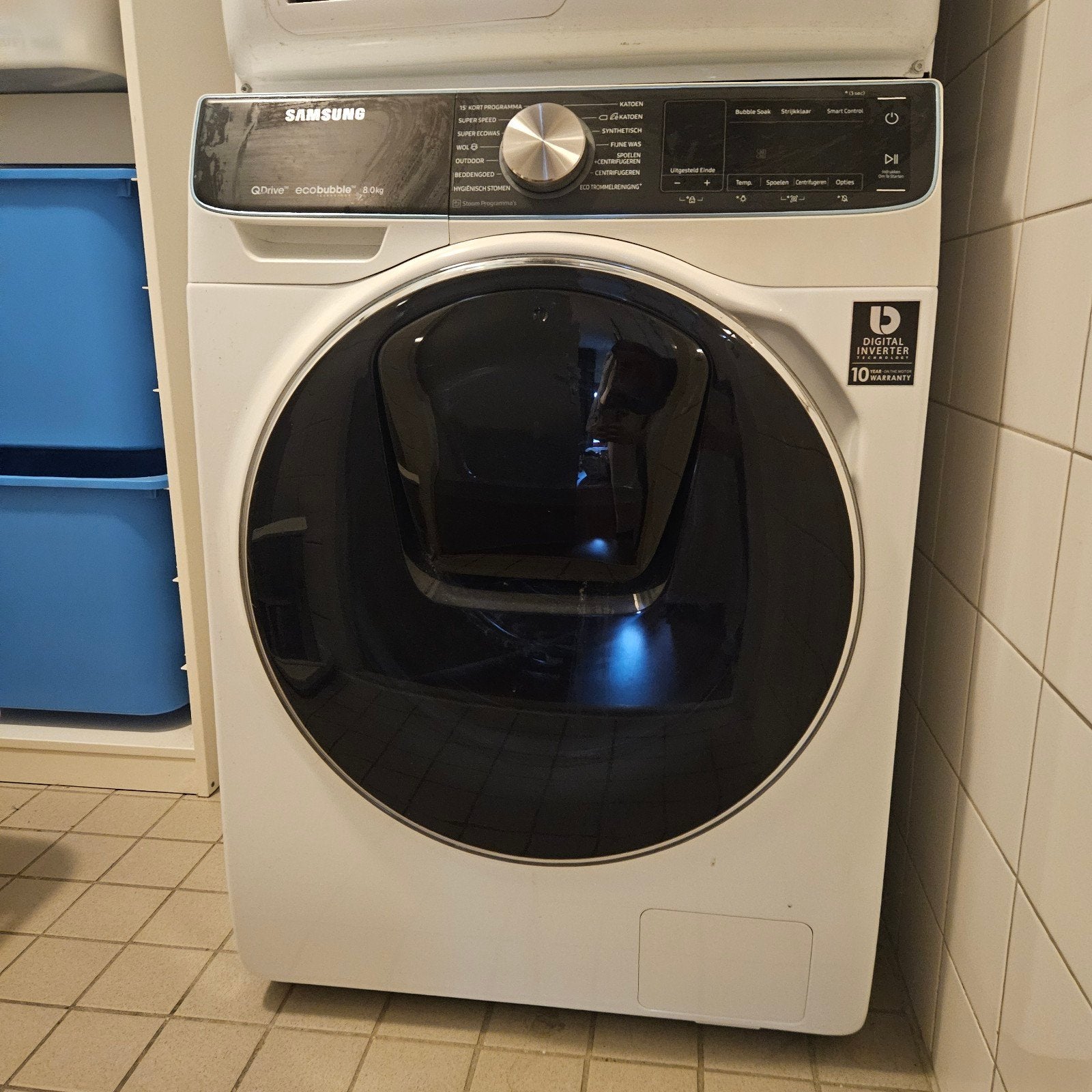 Samsung QDrive Ecobubble 8kg Wasmachine, Ophalen, Gebruikt, 85 tot 90 cm, 1200 tot 1600 toeren