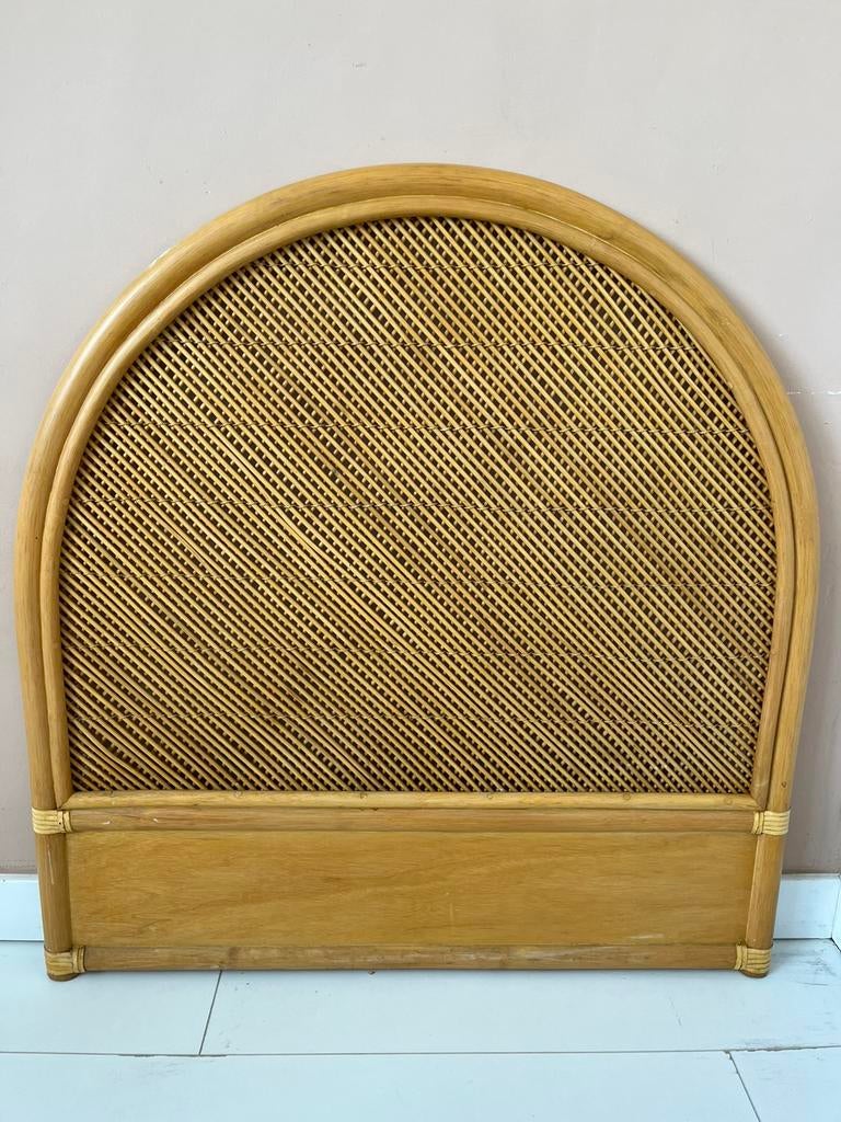 Epeda vintage rotan hoofdbord eenpersoons, Ophalen, Zo goed als nieuw, Rond, Hout