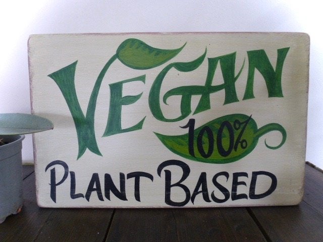 Handgeschilderd reclame bord /veganistisch/Vegan/plantaardig, Reclamebord, Nieuw, Ophalen of Verzenden, B6