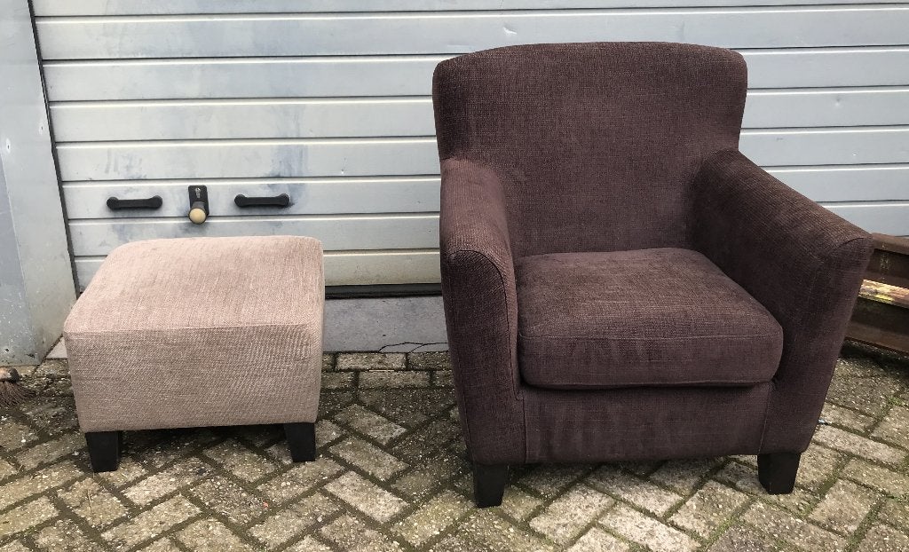 Fauteuil en een voetenbankje van Ikea Ekenes, Ophalen, Gebruikt, 75 tot 100 cm, Stof