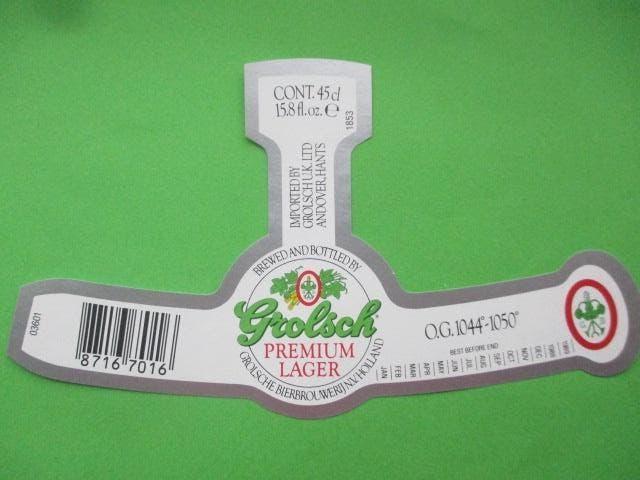 bieretiket Grolsch 5-4 (C9), Ophalen of Verzenden, Nieuw, Overige typen, Grolsch