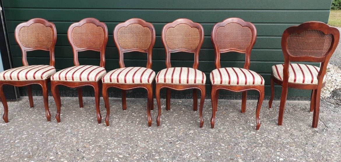 6 Kersenhouten Eetkamerstoelen MAGAZIJN OPRUIMING, Ophalen, Gebruikt, Bruin, Vijf, Zes of meer stoelen