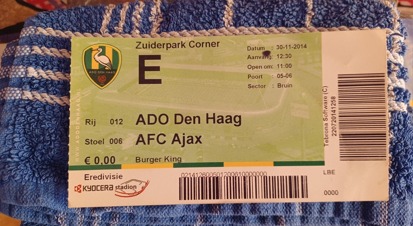 intree kaartje ADO Den Haag tegen Ajax 2014, Ophalen, Overige binnenlandse clubs, Poster, Plaatje of Sticker