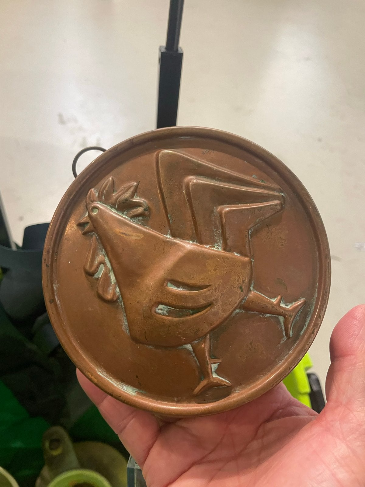 Antiek Koperen Bakblik met Haan Reliëf, Ophalen of Verzenden, Koper