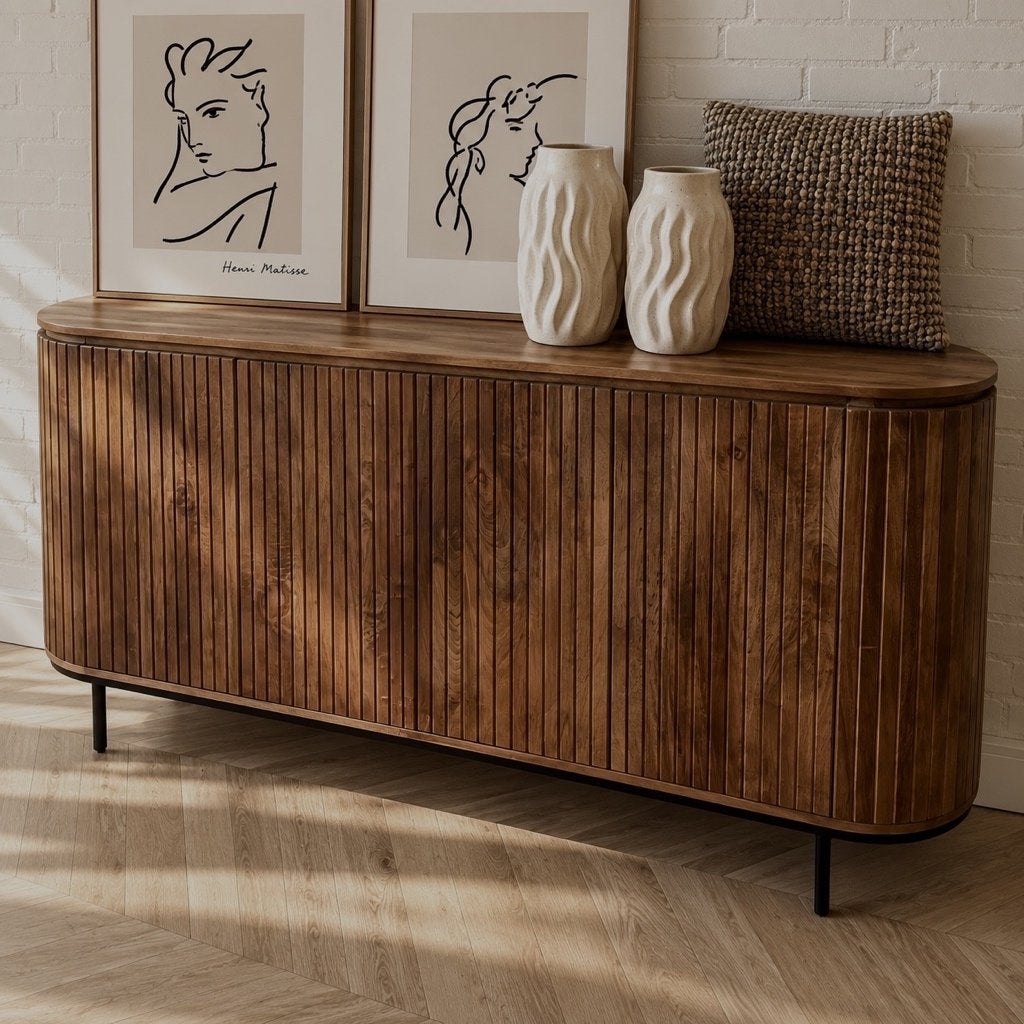 Magazijn Leegverkoop Dressoir retro Remi mangohout ribbel