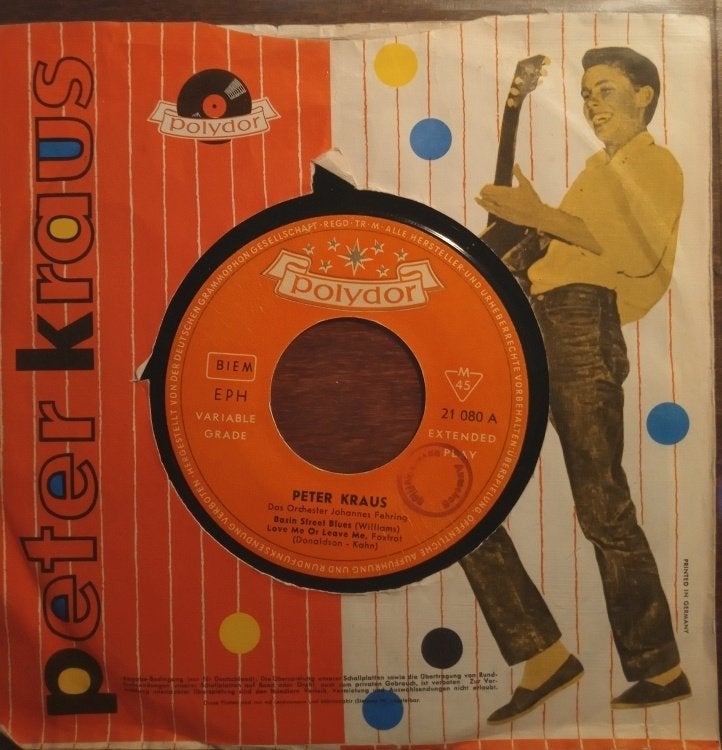 Peter Kraus - Basin Street Blues EP (Polydor, 1959), 7 inch, EP, Gebruikt, Fotohoes