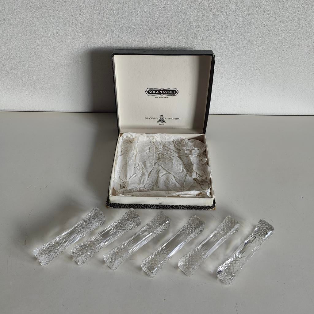 Set 6 kristallen messenleggers vintage, Ophalen of Verzenden