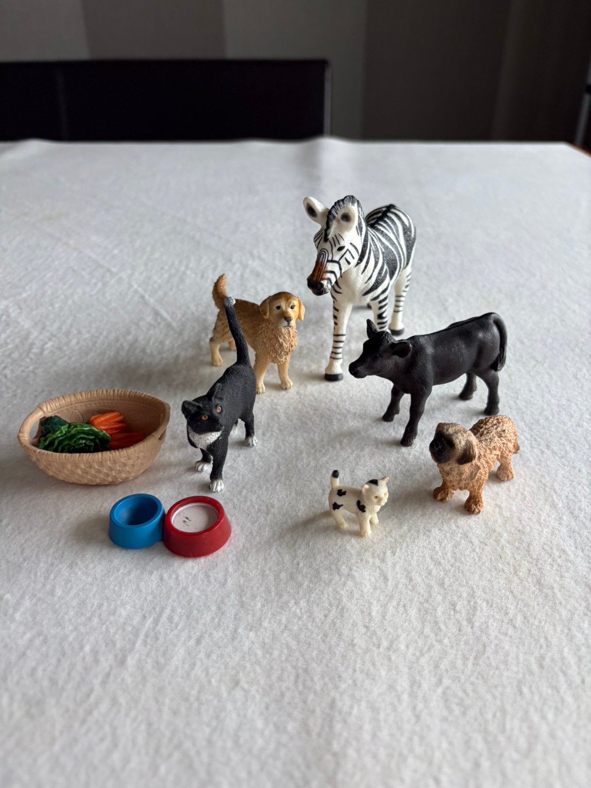Schleich Boerderijdieren & Huisdieren Set met Voer - Set 7, Ophalen of Verzenden, Zo goed als nieuw