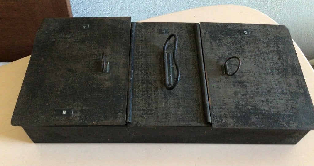 Interieur Engelse geldkist, metaal, 30x14x4cm, Ophalen of Verzenden