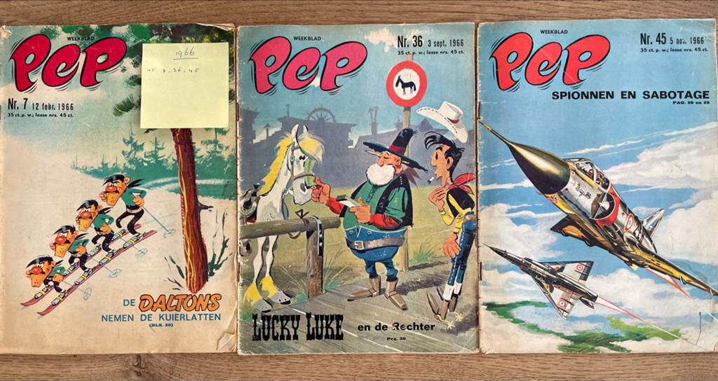 Weekblad Pep - Nummers 7, 36, 45 uit 1966, Meerdere stripboeken, Ophalen of Verzenden, Gelezen