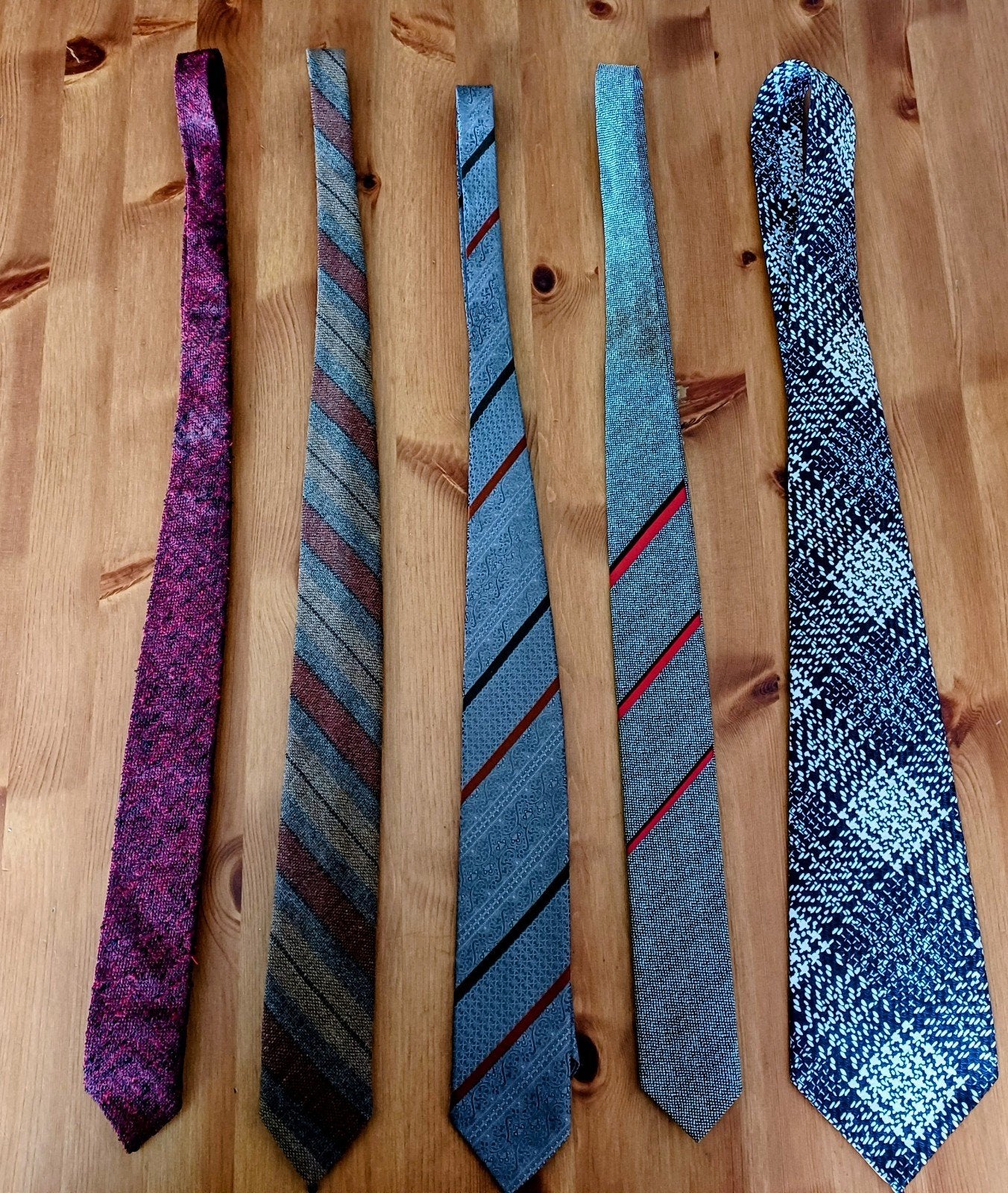 5x Vintage Stropdassen Jaren 60 / 70 - Merk: Boule Noire, Kleding | Heren, Stropdassen, Ophalen, Gedragen, Met patroon