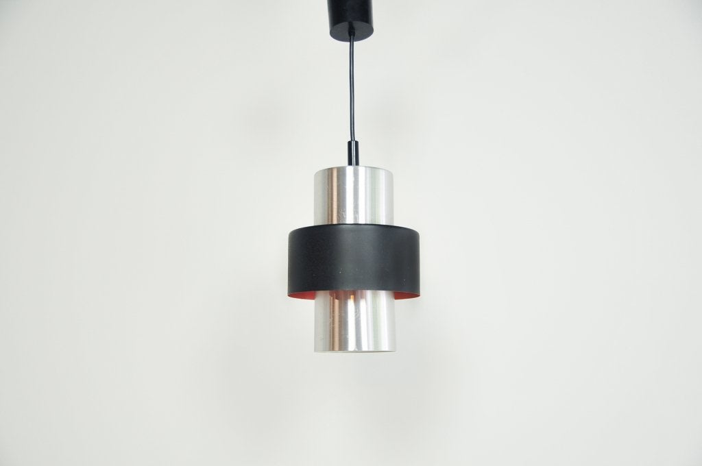 metalen zilveren & zwarte koker lamp, Gebruikt, Ophalen of Verzenden, Nvt, Metaal