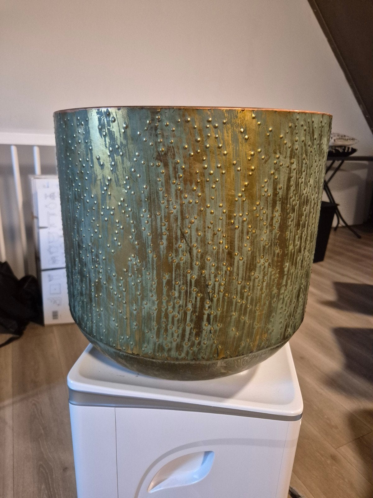 Pot Lian kopergroen D38 H36, Rond, Zo goed als nieuw, Minder dan 40 cm, Metaal