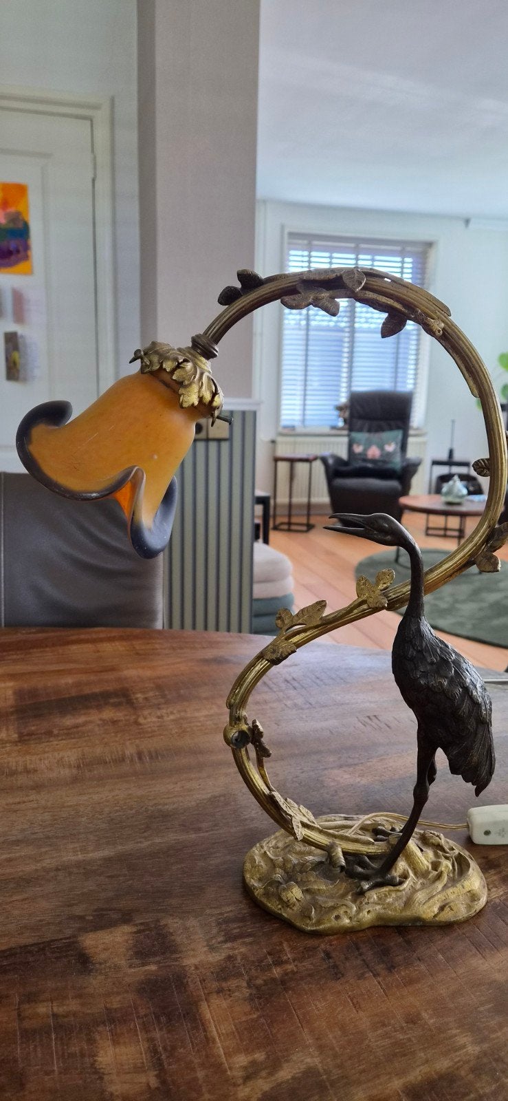 Art Nouveau lamp brons, Ophalen of Verzenden