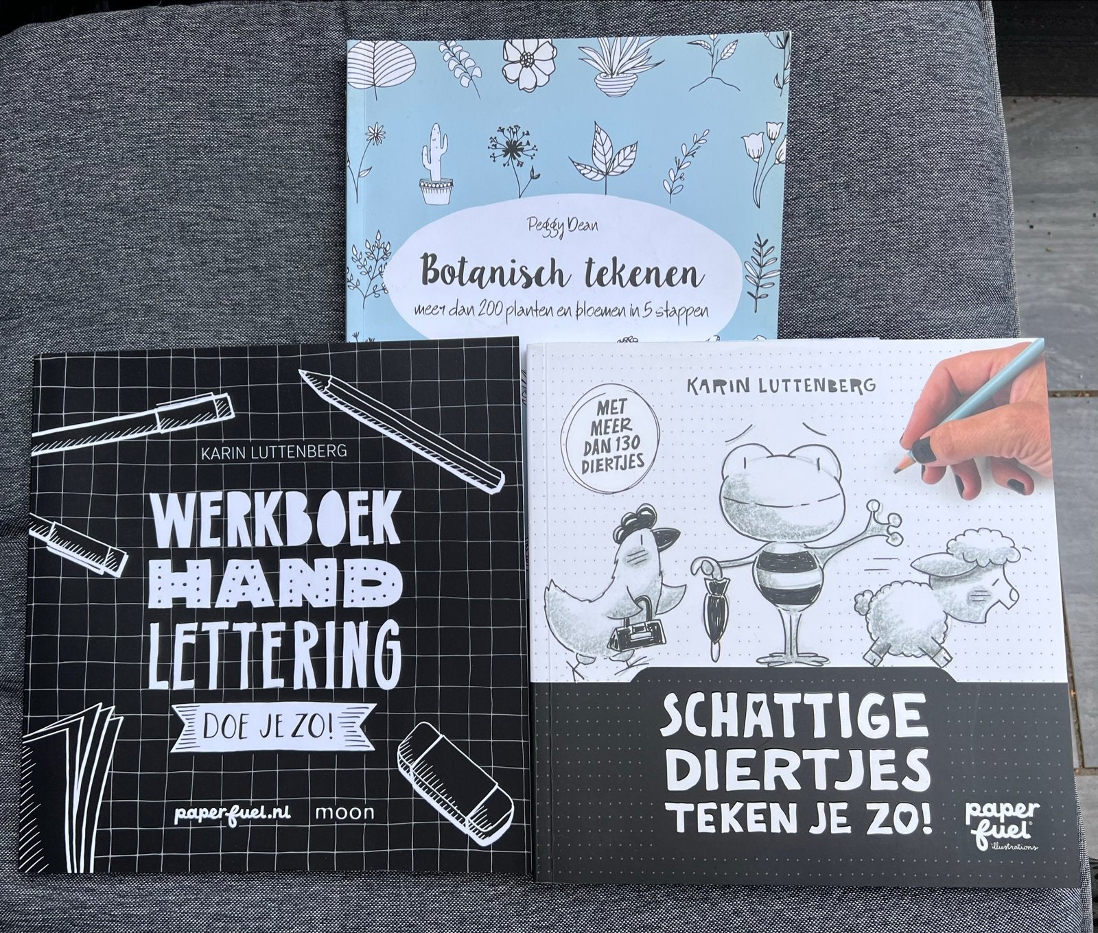 3 Tekenboeken: Botanisch, Hand Lettering & Schattige Diertje, Ophalen of Verzenden, Zo goed als nieuw, Boek of Gids