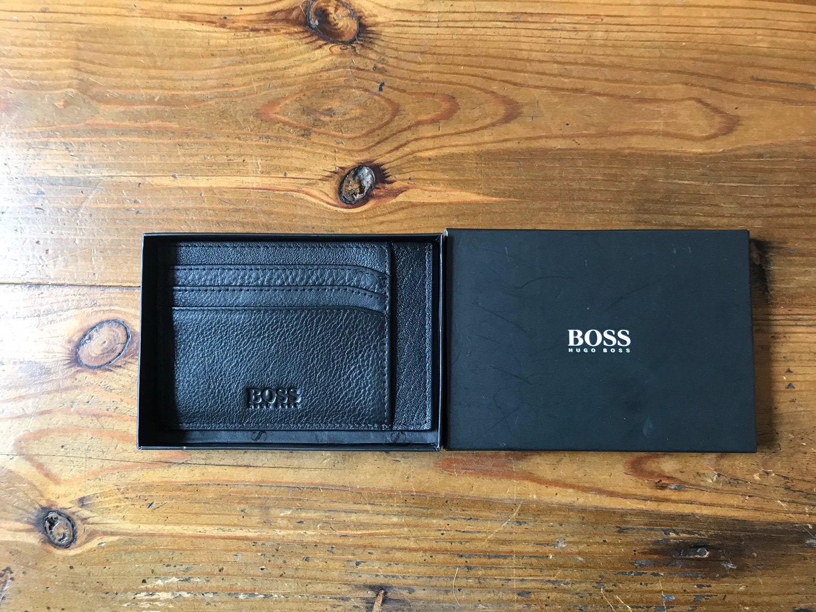 Hugo boss lederen pashouder, Sieraden, Tassen en Uiterlijk, Portemonnees, Ophalen, Nieuw, Zwart, Leer