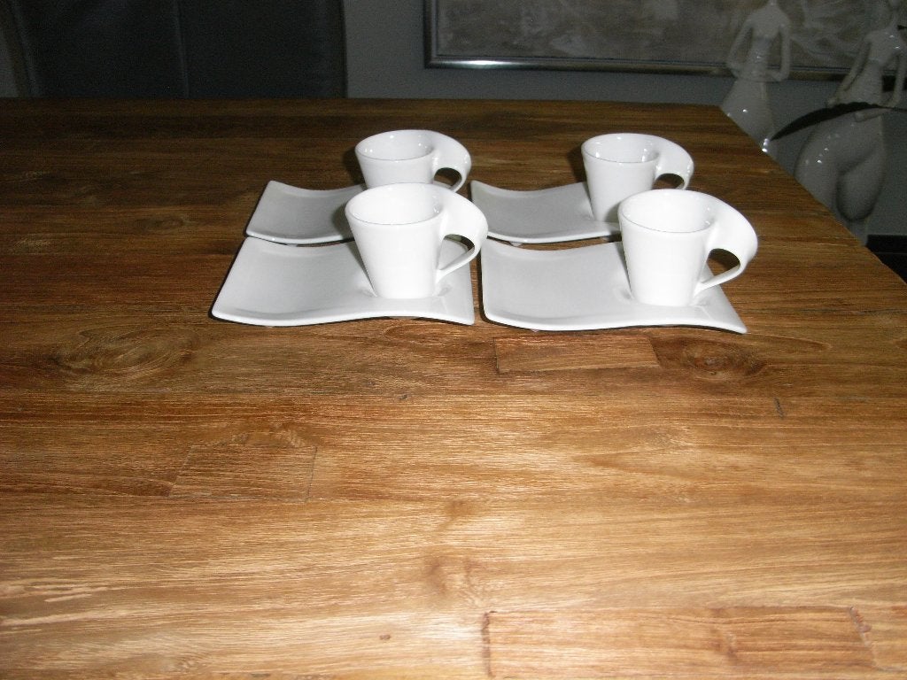 VILLEROY & BOCH 4 espresso kop & schotel New Wave, NIEUW!, Villeroy & Boch, Nieuw, Ophalen of Verzenden, Modern
