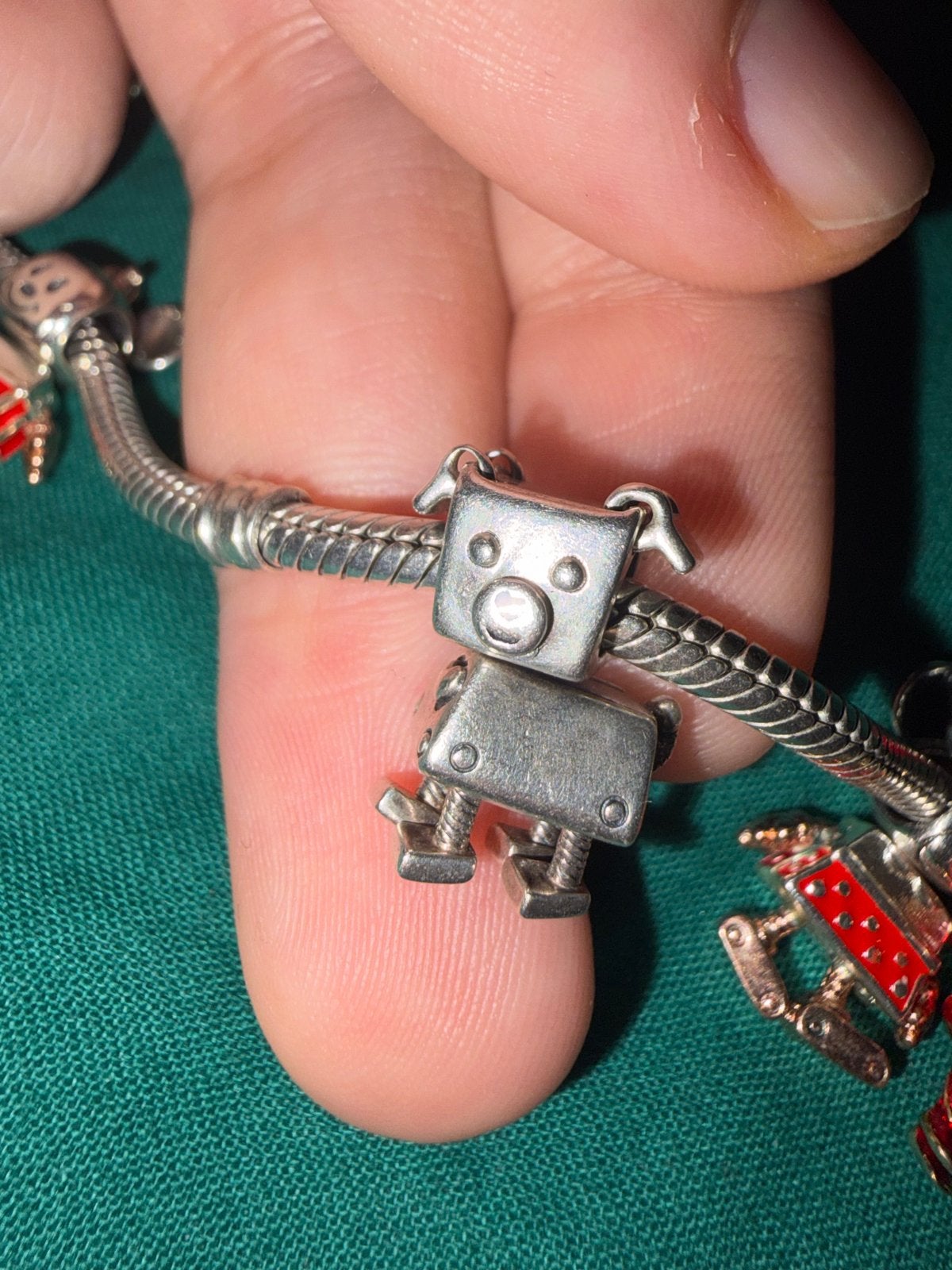 Pandora Bobby Bot Bedel - Zilveren Robot Charm, Pandora, Ophalen of Verzenden, Zo goed als nieuw, 1 bedel