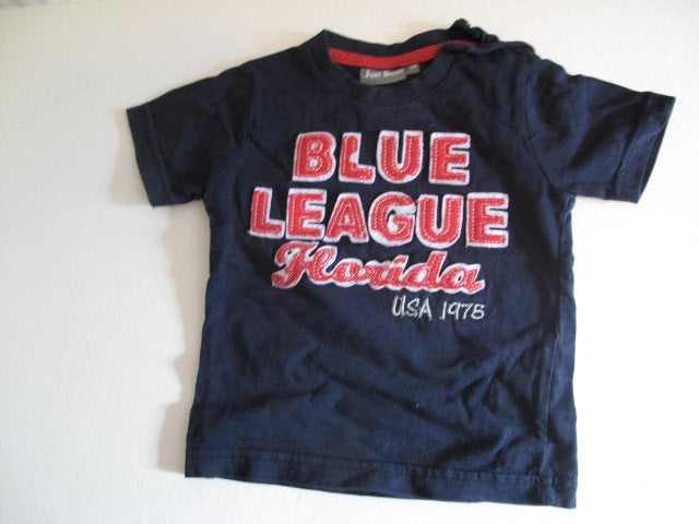 t shirt just small donker blauw maat 74 jongen, Kinderen en Baby's, Babykleding | Maat 74, Ophalen of Verzenden, Zo goed als nieuw