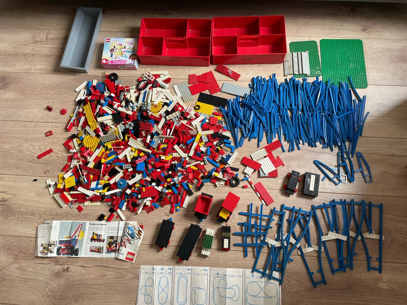 Grote partij LEGO stenen en treinrails jaren 70, Gebruikt, Inclusief extra onderdelen, Lego, Ophalen of Verzenden