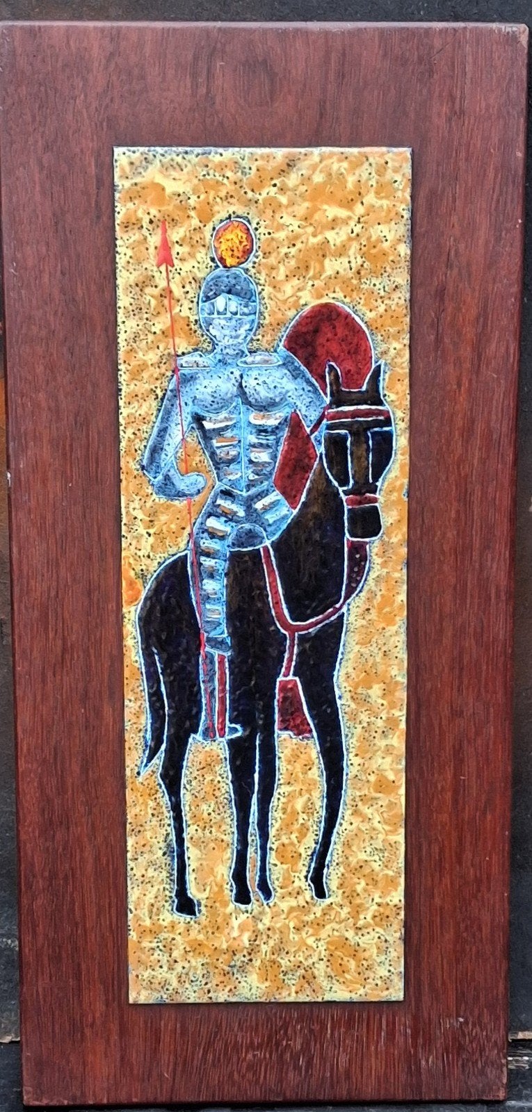 Emaille/cloissoné. Don Quichot. Ca '60. 27/57 cm., Antiek en Kunst, Antiek | Emaille, Ophalen