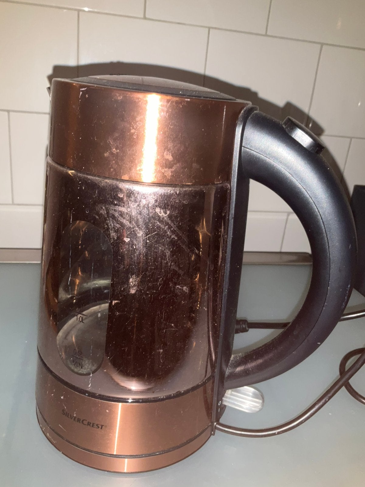 SilverCrest Waterkoker – Koperkleurige Hot Stuff!, 1 tot 2 liter, Ophalen, Zo goed als nieuw