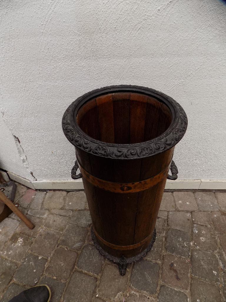 Bloemenbak parapluiestandaard vintage brocante antiek, Tuin en Terras, Bloempotten, Overige materialen, Gebruikt, Rond, Ophalen of Verzenden