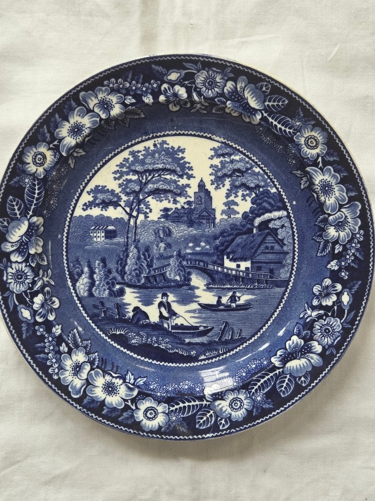 Delftsblauw wandbord P. Regout, decor Inproved Wild Rose, Ophalen of Verzenden