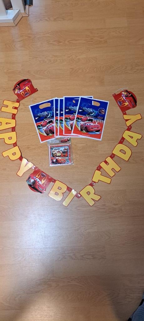Cars verjaardagsslinger Happy Birthday &5 uitnodigingskaarte, Ophalen of Verzenden, Versiering, Verjaardag