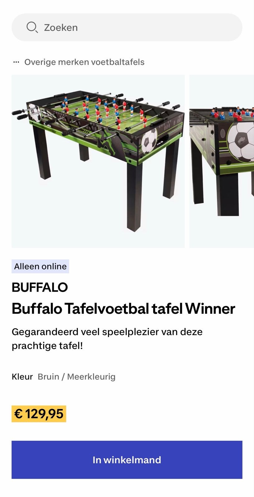 Buffalo Tafelvoetbal tafel, Kinderen en Baby's, Speelgoed | Voetbaltafels, Ophalen, Zo goed als nieuw